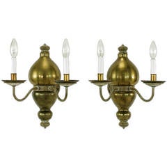 Pair of Patinated Brass Mughal Empire Style Sconces