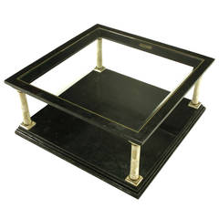 Maitland-Smith Empire Style Tessellated Black Marble and Fossil Coffee Table