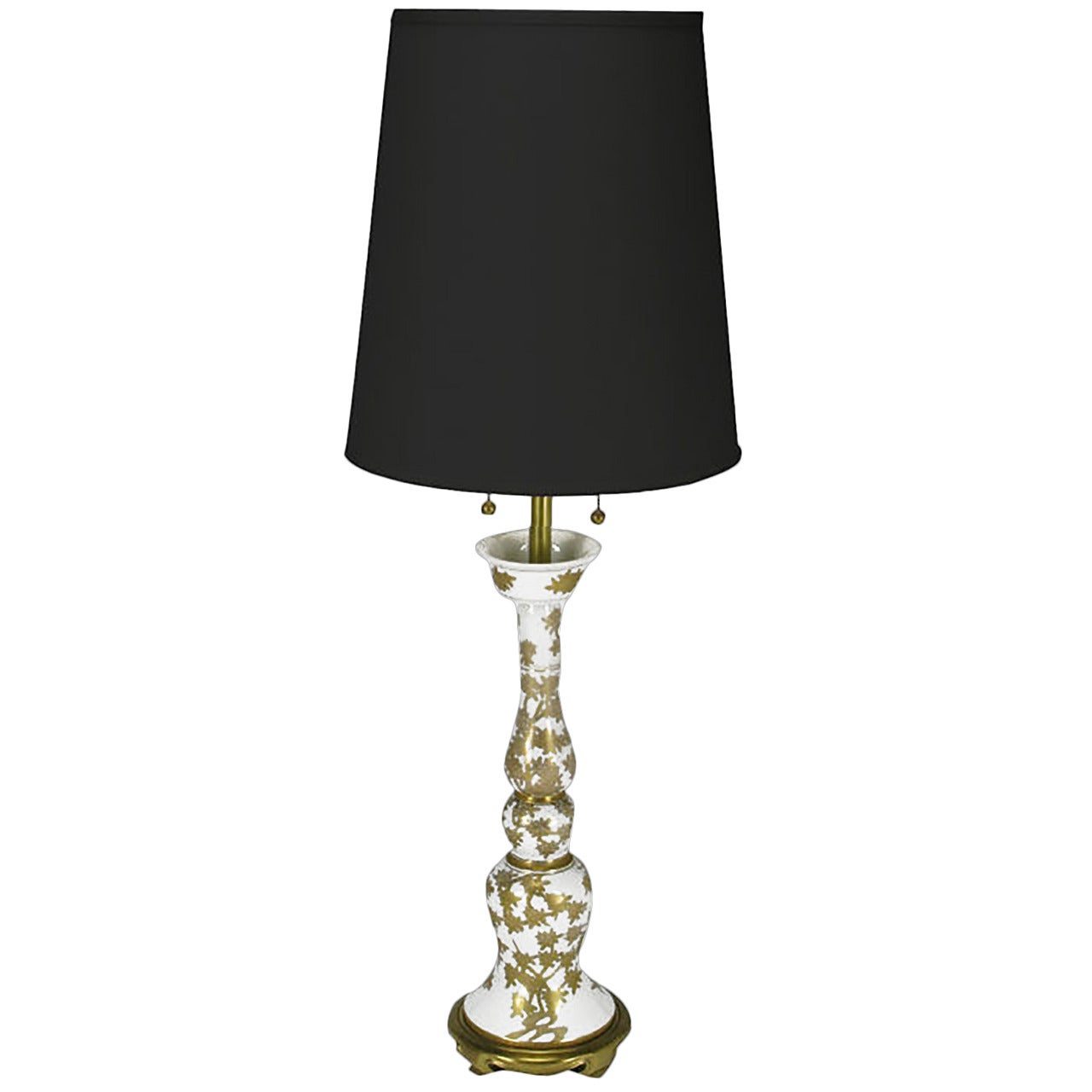 Marbro Hand-Painted Parcel-Gilt White Porcelain Table Lamp For Sale