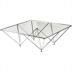 Chromed Steel Pyramidal Base Coffee Table after Paolo Piva