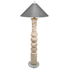 Textured and White Glazed Terracotta and Lucite Floor Lamp