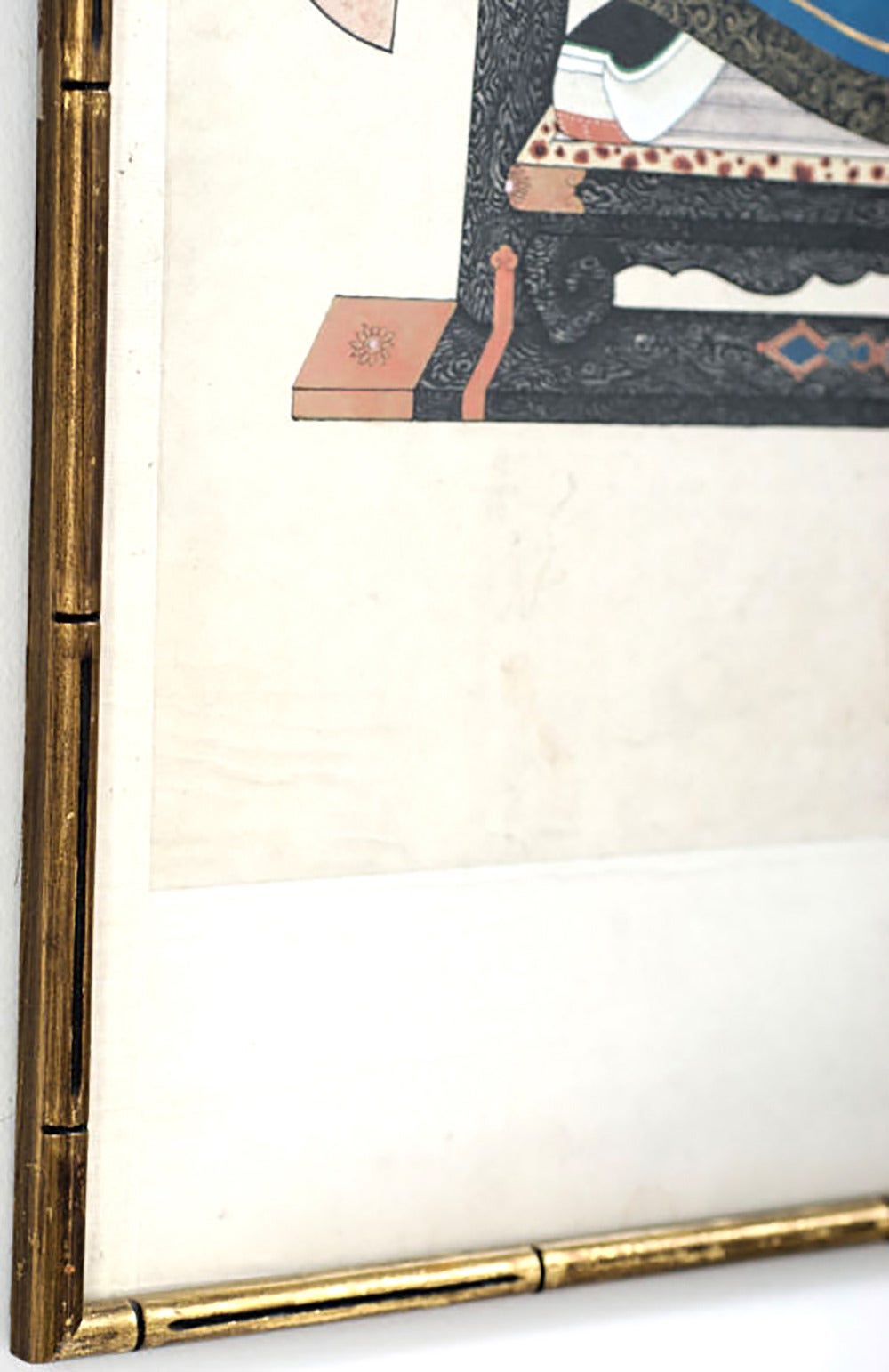 Pair of Chinese Ancestor Portraits in Gilt Bamboo Form Frames 2