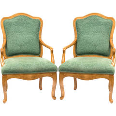 Pair Sally Sirkin Lewis Modern Louis XV Arm Chairs