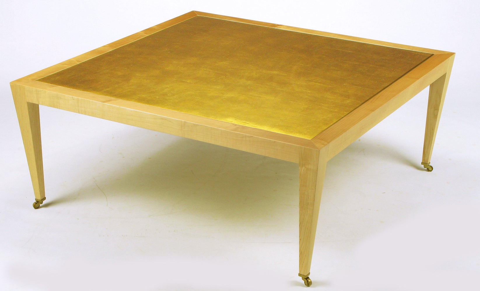 Donghia Square Flame Maple and Gold Leaf Coffee Table