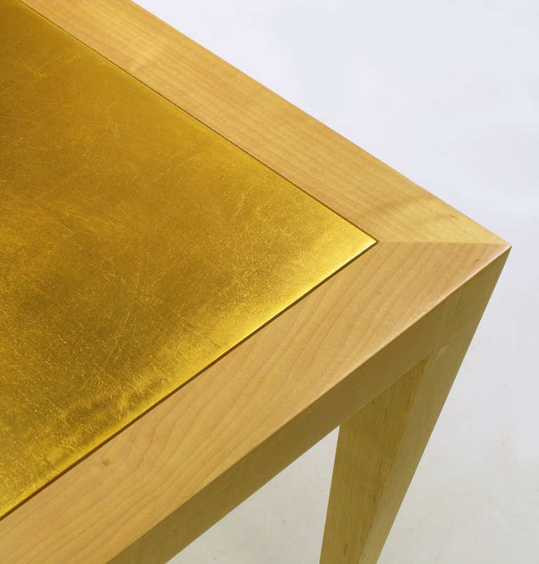 Donghia Square Flame Maple and Gold Leaf Coffee Table In Good Condition In Chicago, IL