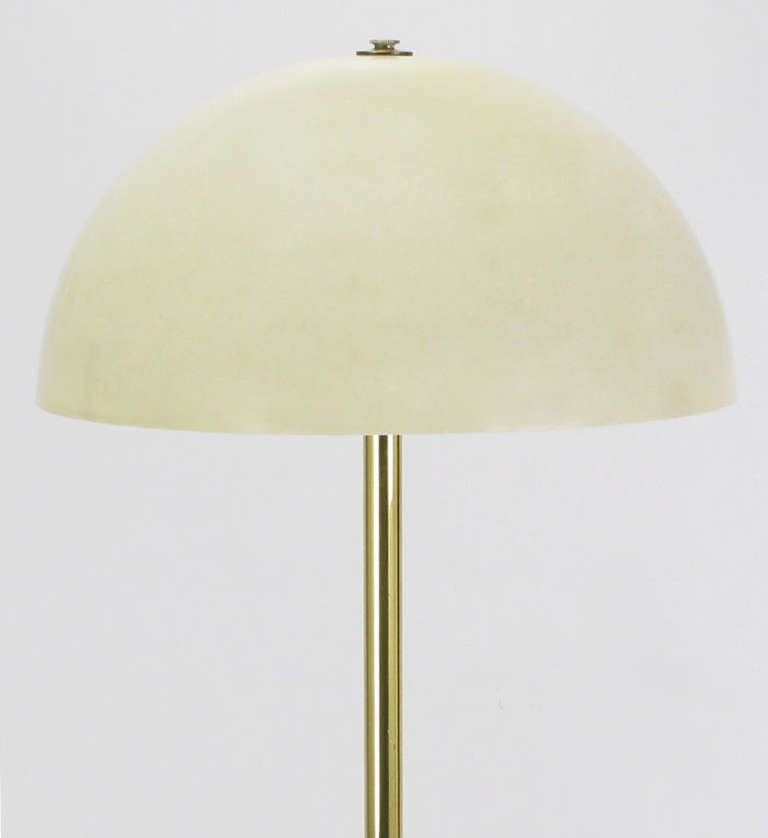 Nessen Brass Floor Lamp with Hemispherical Shade and Lucite Table