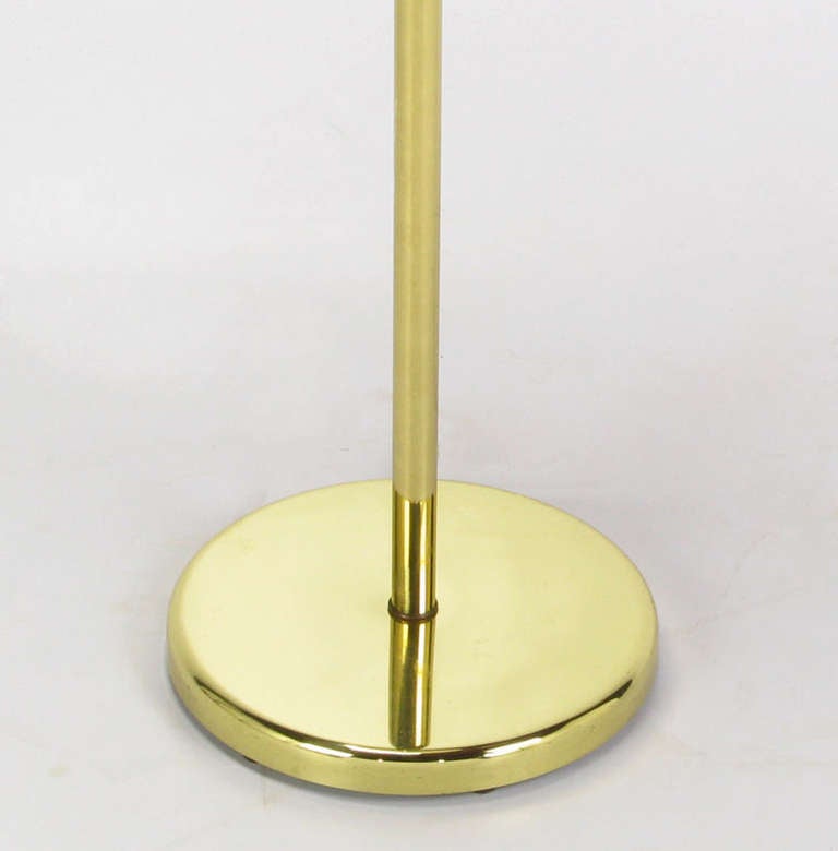 Nessen Brass Floor Lamp with Hemispherical Shade and Lucite Table In Good Condition In Chicago, IL