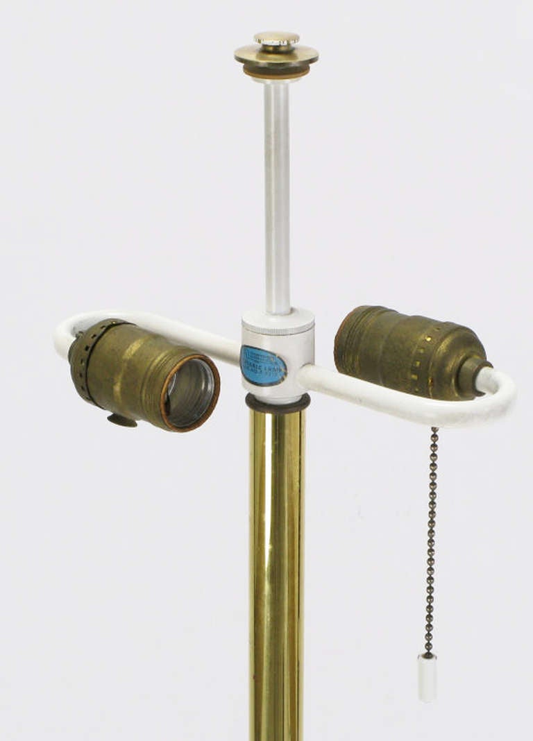Late 20th Century Nessen Brass Floor Lamp with Hemispherical Shade and Lucite Table