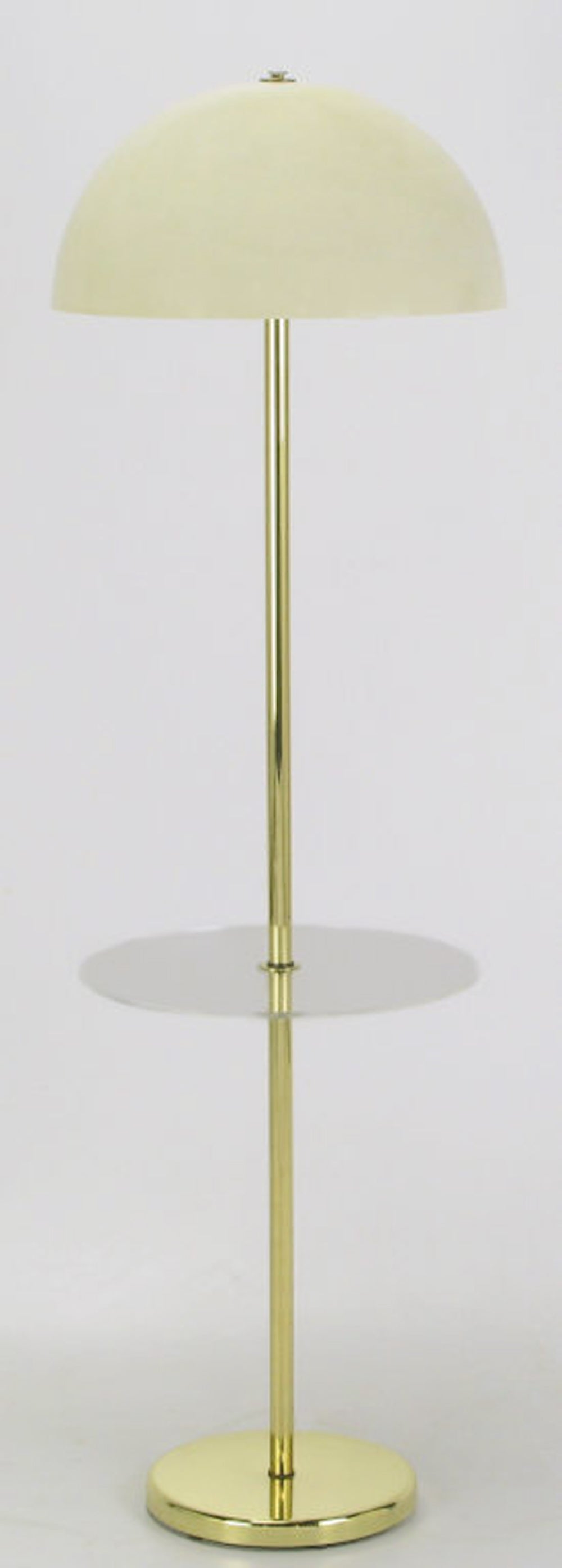 Nessen Brass Floor Lamp with Hemispherical Shade and Lucite Table