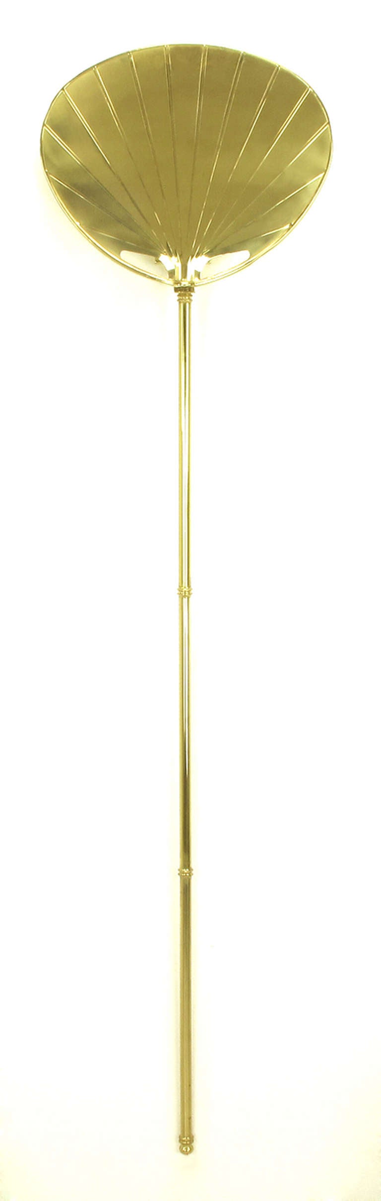 American Pair of Chapman Brass Fan Sconces with Bamboo-Form Cord Covers