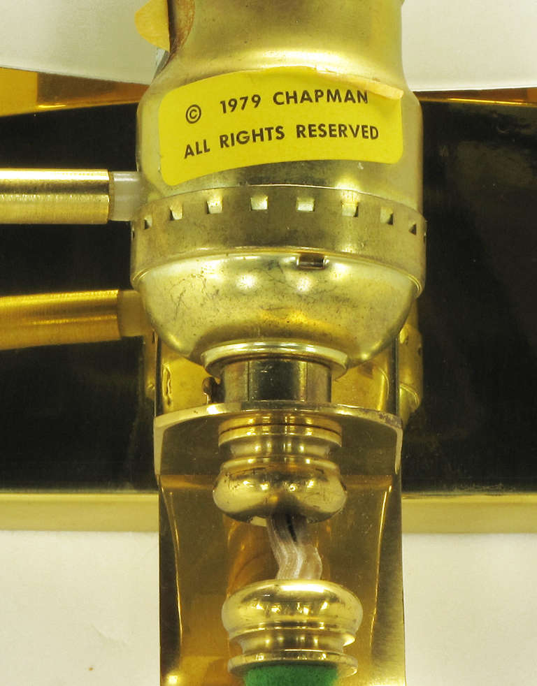 Pair of Chapman Brass Fan Sconces with Bamboo-Form Cord Covers 5