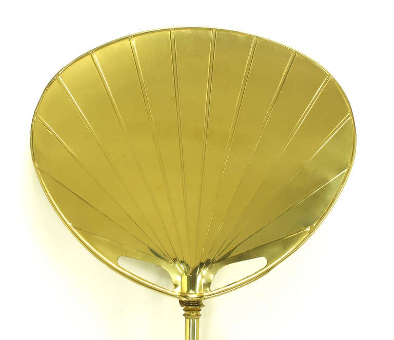 Late 20th Century Pair of Chapman Brass Fan Sconces with Bamboo-Form Cord Covers