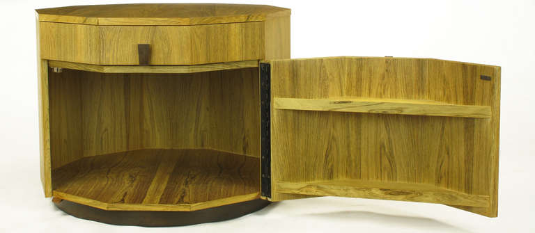 Rare Harvey Probber Decagonal Bleached Rosewood Bar Cabinet 1
