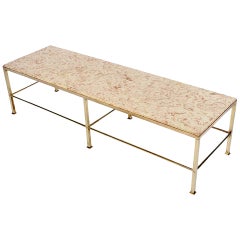 Edward Wormley for Dunbar Solid Brass and Marble Coffee Table