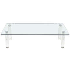 Pace Collection Lucite and Chrome Glass Top Coffee Table