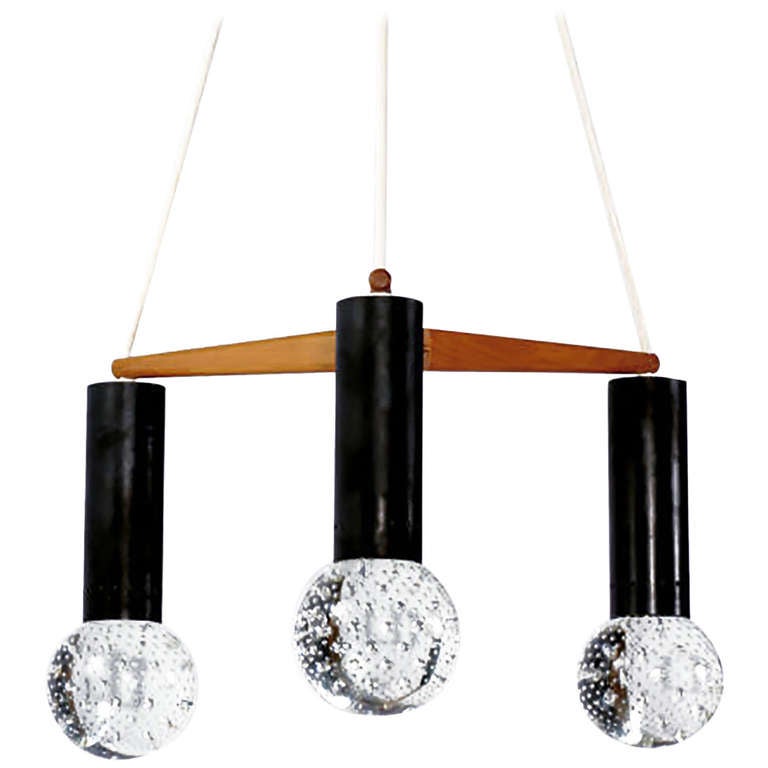 Three Light Seguso Solid Glass Spheres Chandelier For Sale At 1stdibs