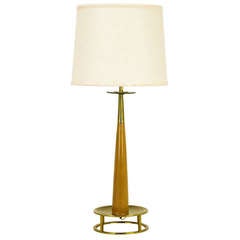 Vintage Stiffel Mahogany & Brass Open Base Table Lamp