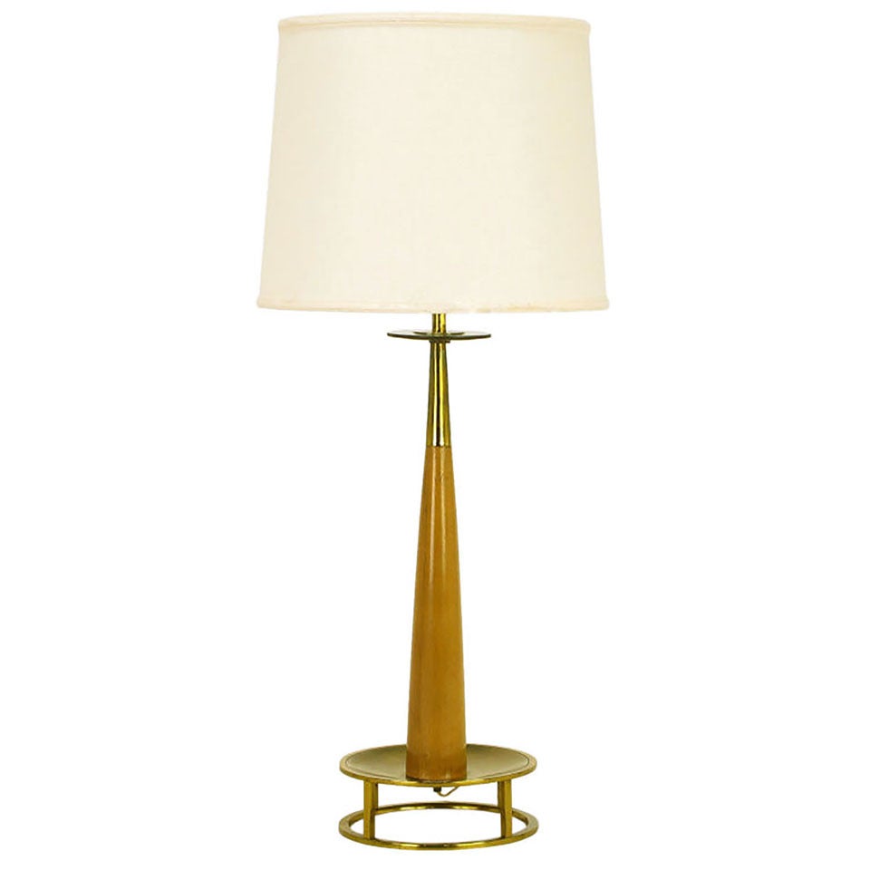 Stiffel Mahogany & Brass Open Base Table Lamp For Sale