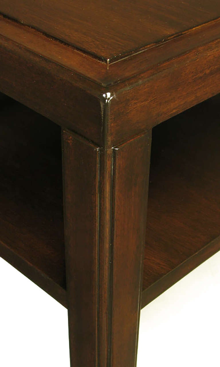 Pair of Edward Wormley Mahogany End Tables with Brass Feet 4