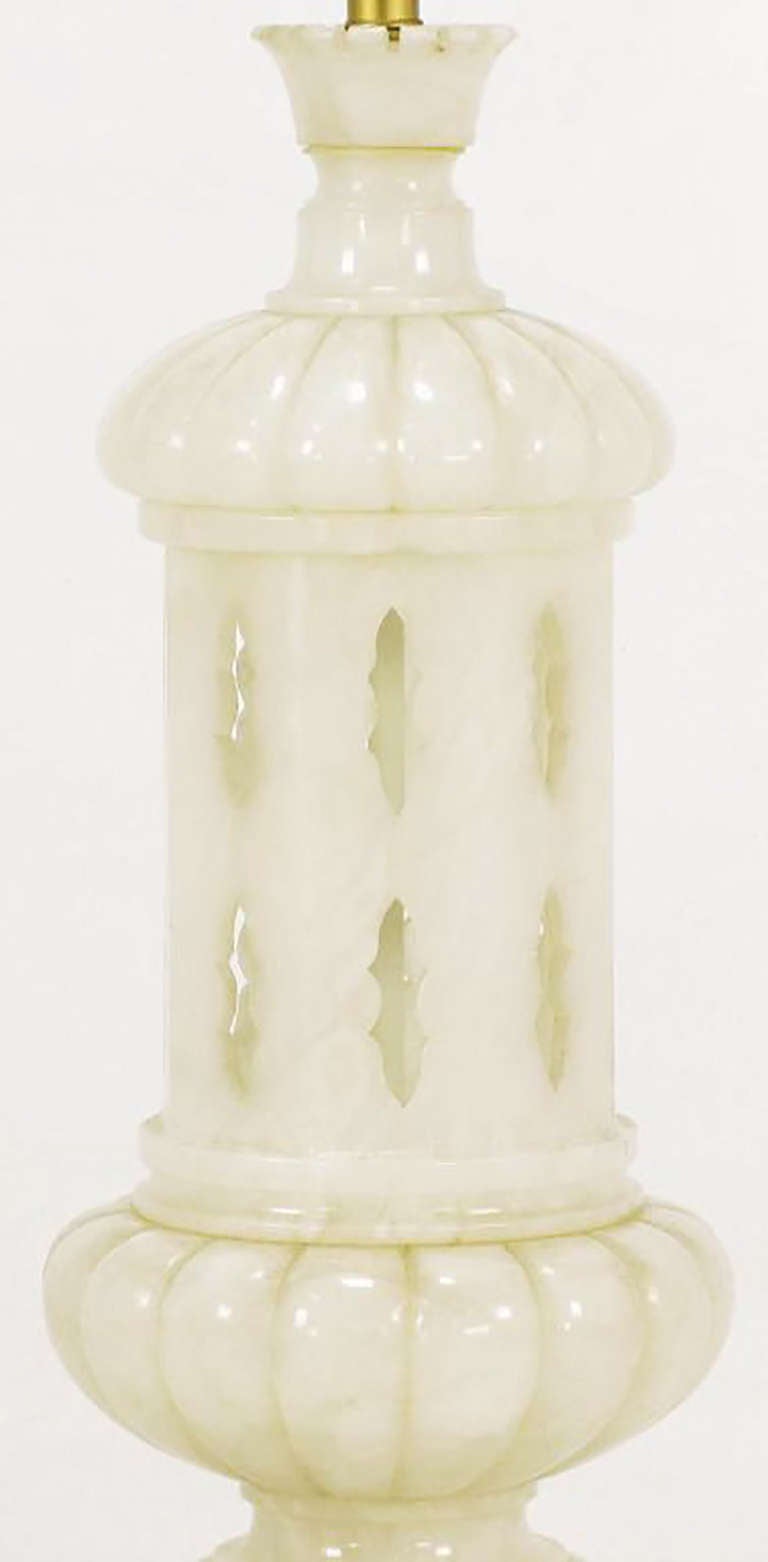 Mid-20th Century Italian Alabaster Moroccan Design Table Lamp For Sale