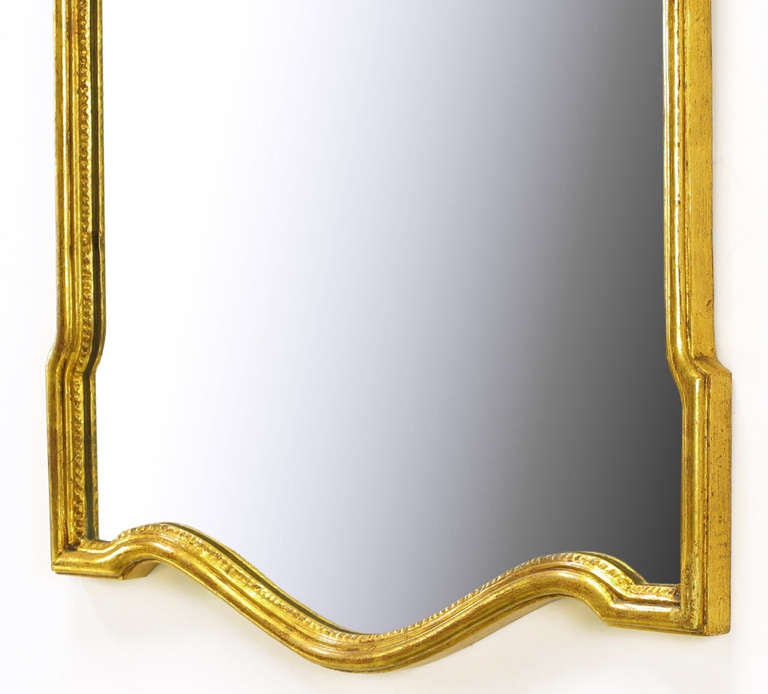 Mid-20th Century Gilt Carved Wood French Regency Style Mirror For Sale