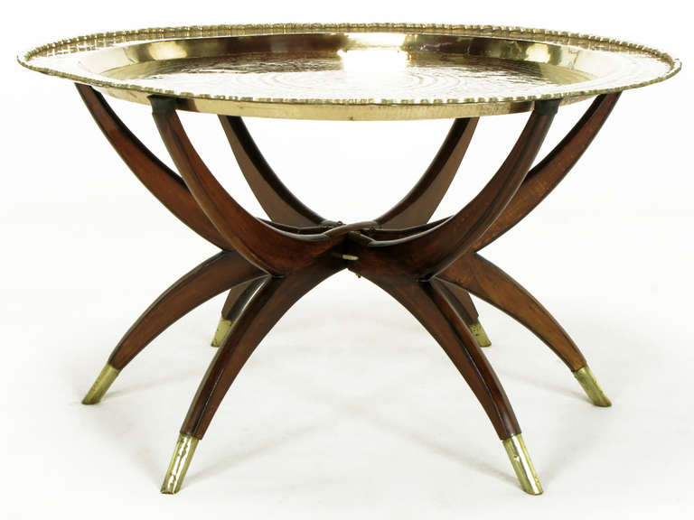 brass top table with folding legs