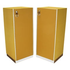 Pair of Guido Faleschini by i4 Mariani for Pace Leather and Chrome Tall Chests