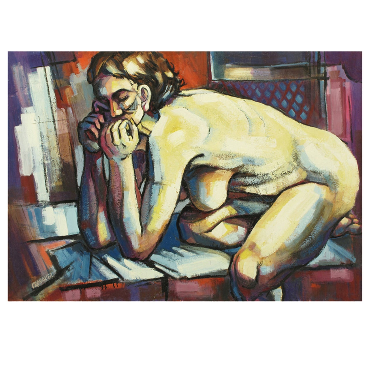 Robert J. Cronauer Expressionist Nude Painting For Sale