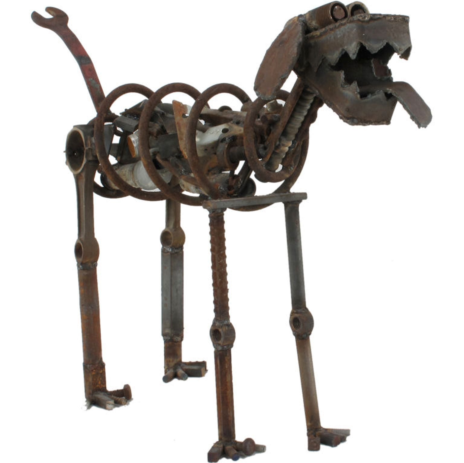 Life Sized Folk Art Welded Steel and Iron Dog Sculpture