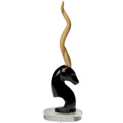 Hand Carved Wood & Lucite Art Deco Gazelle Sculpture 6