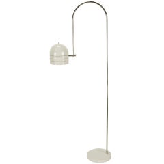 Raymor Italian Chrome and White Enameled Metal Arced Floor Lamp 3