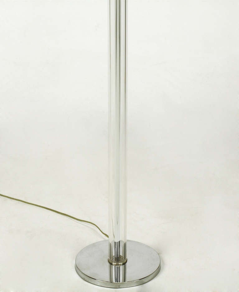 Lucite and Chromed Steel Floor Lamp after Walter Von Nessen In Good Condition For Sale In Chicago, IL