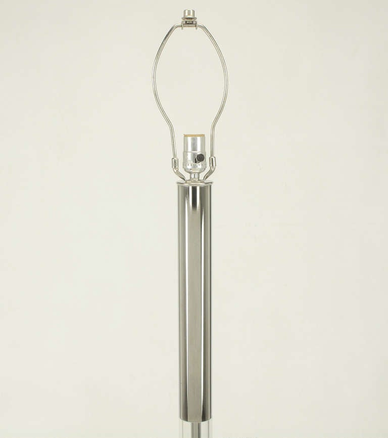 Late 20th Century Lucite and Chromed Steel Floor Lamp after Walter Von Nessen For Sale
