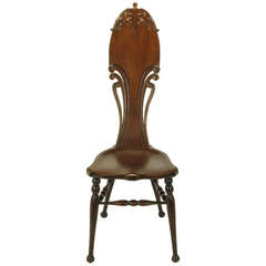 Antique Early 1900s Carved Mahogany Art Nouveau Music Chair