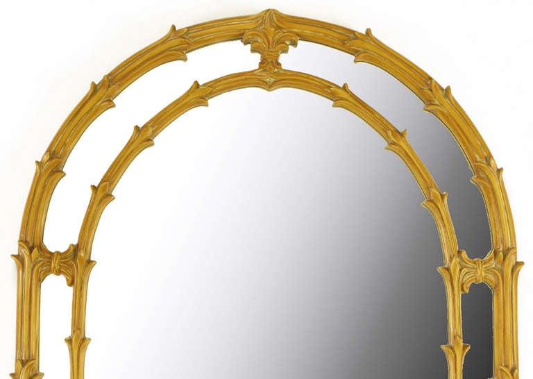 American Arched Top Mirror of Umber Glazed Vines