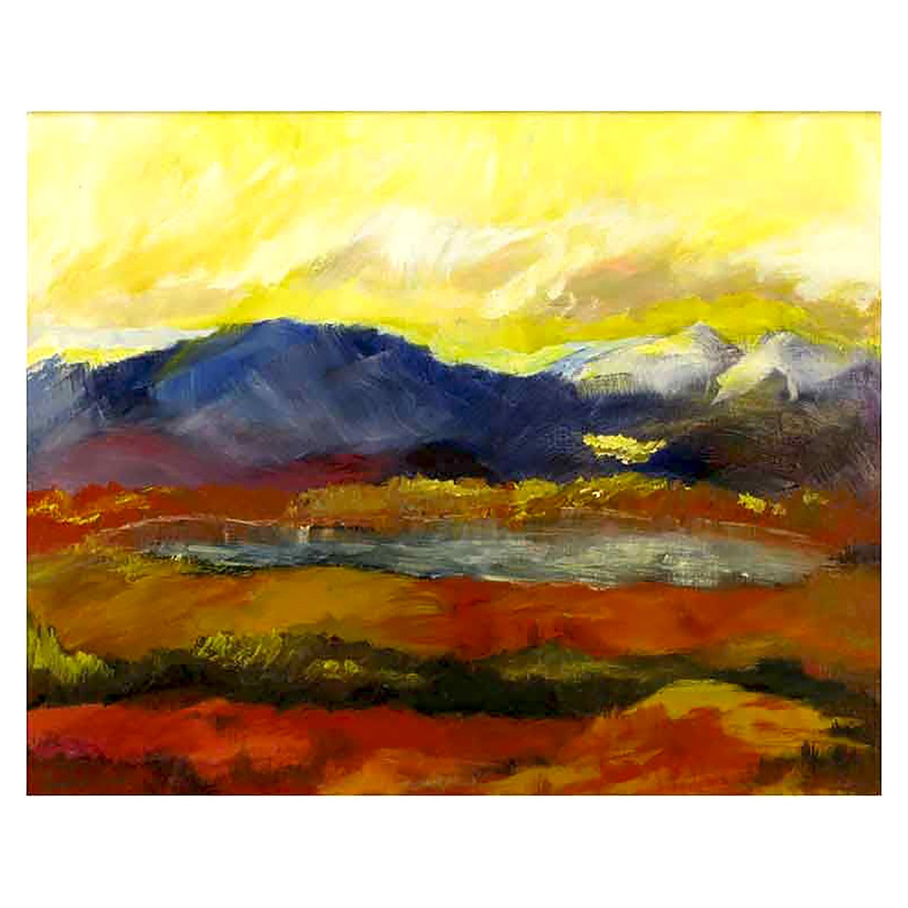 Paisaje expresionista al óleo de Barbara Leadabrand en venta