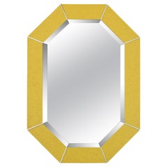 Karl Springer Octagonal Chrome and Marbelized Lacquer Mirror