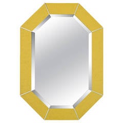 Karl Springer Octagonal Chrome and Marbelized Lacquer Mirror 10