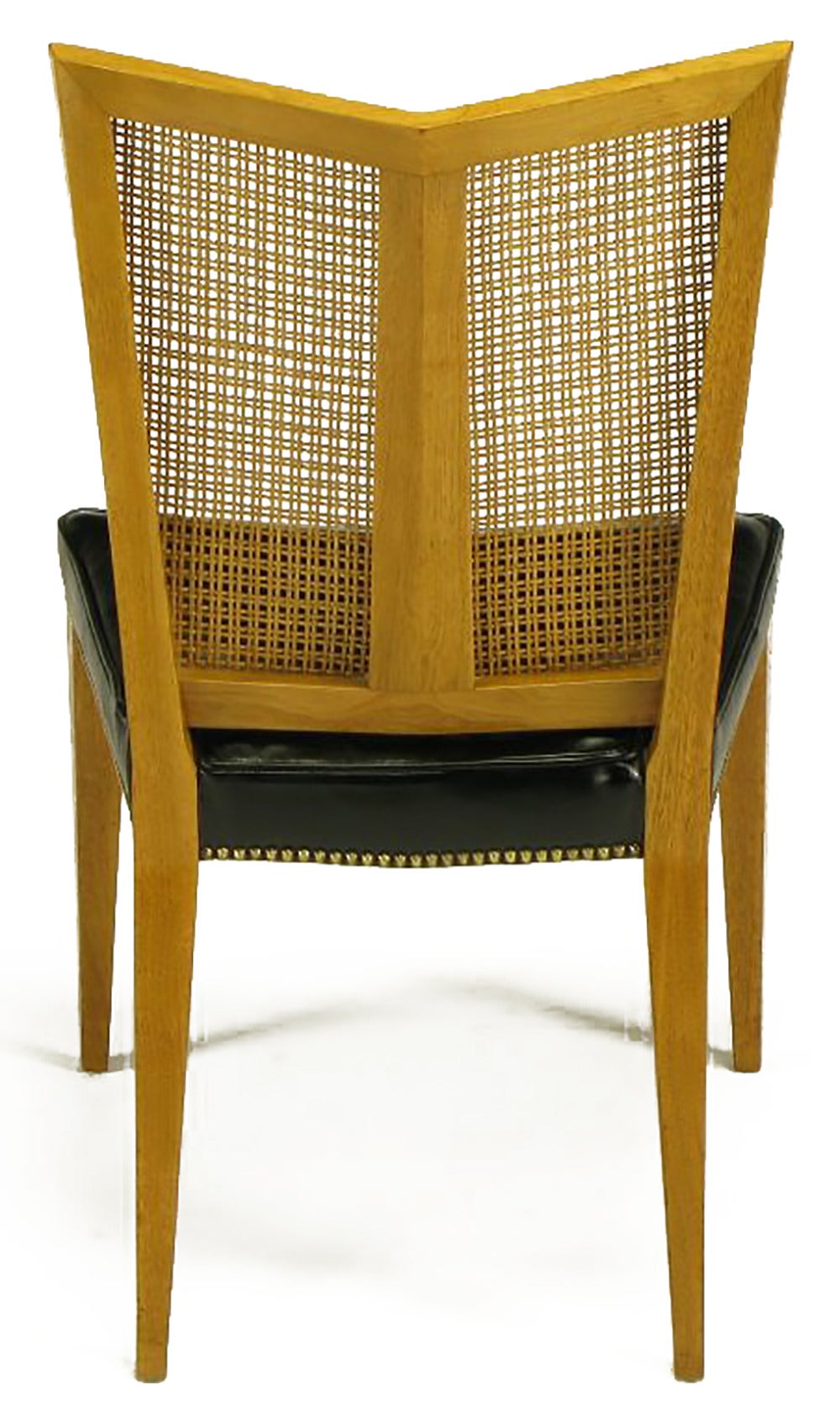 Mid-20th Century Set of Six Michael Taylor for Baker Walnut and Leather Dining Chairs For Sale