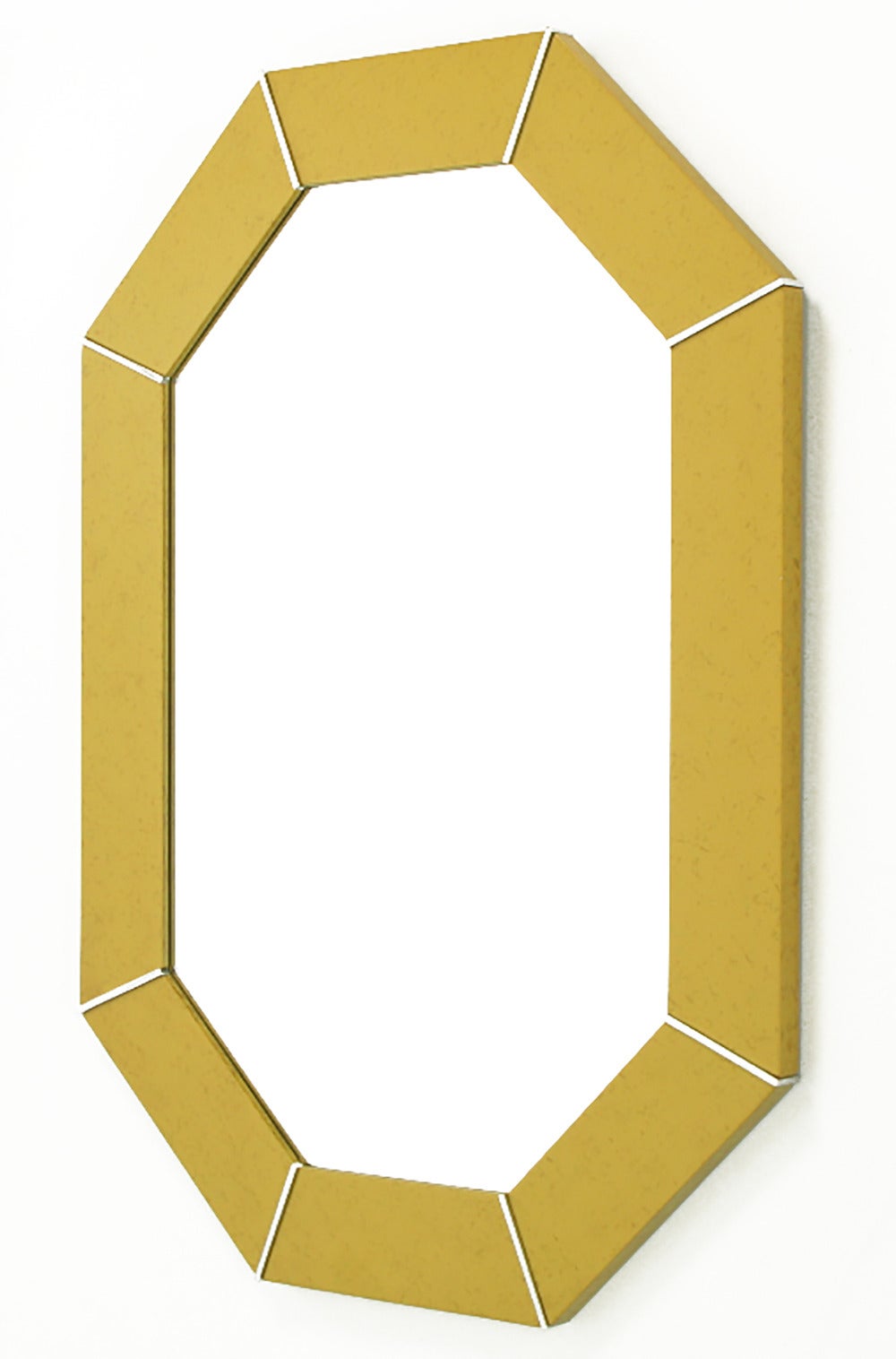 Américain Karl Springer Miroir octogonal en chrome et laque marbrée en vente