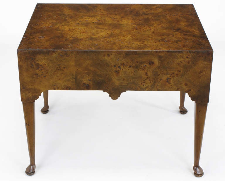 20th Century Georgian Modern Burled Walnut End Table For Sale