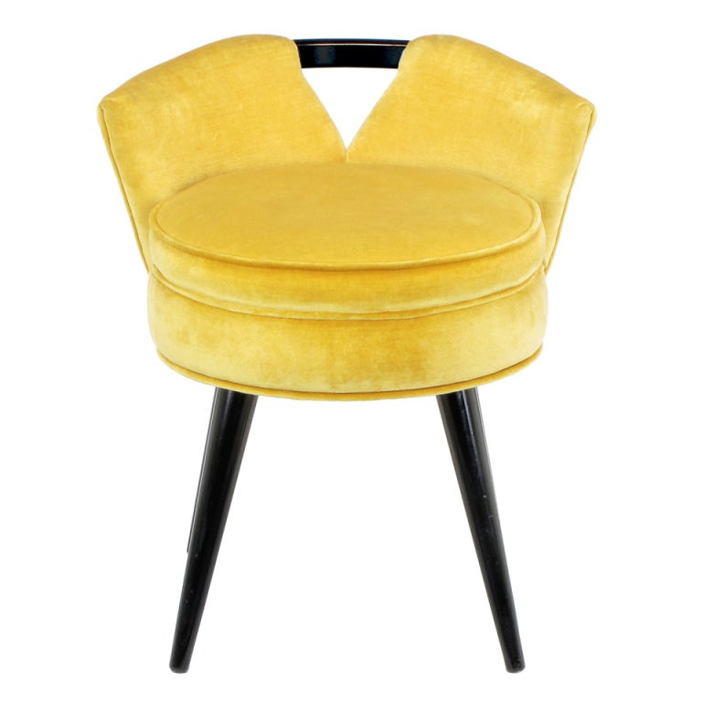 1940s Silk Velvet and Black Lacquer Swiveling Vanity Stool at 1stdibs 1940s Silk Velvet and Black Lacquer Swiveling Vanity Stool at 1stdibs