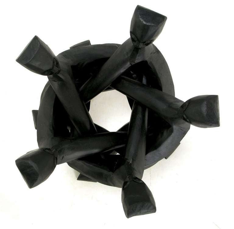 Wood Pair Figural Carved & Ebonized African Interlocking Side Tables