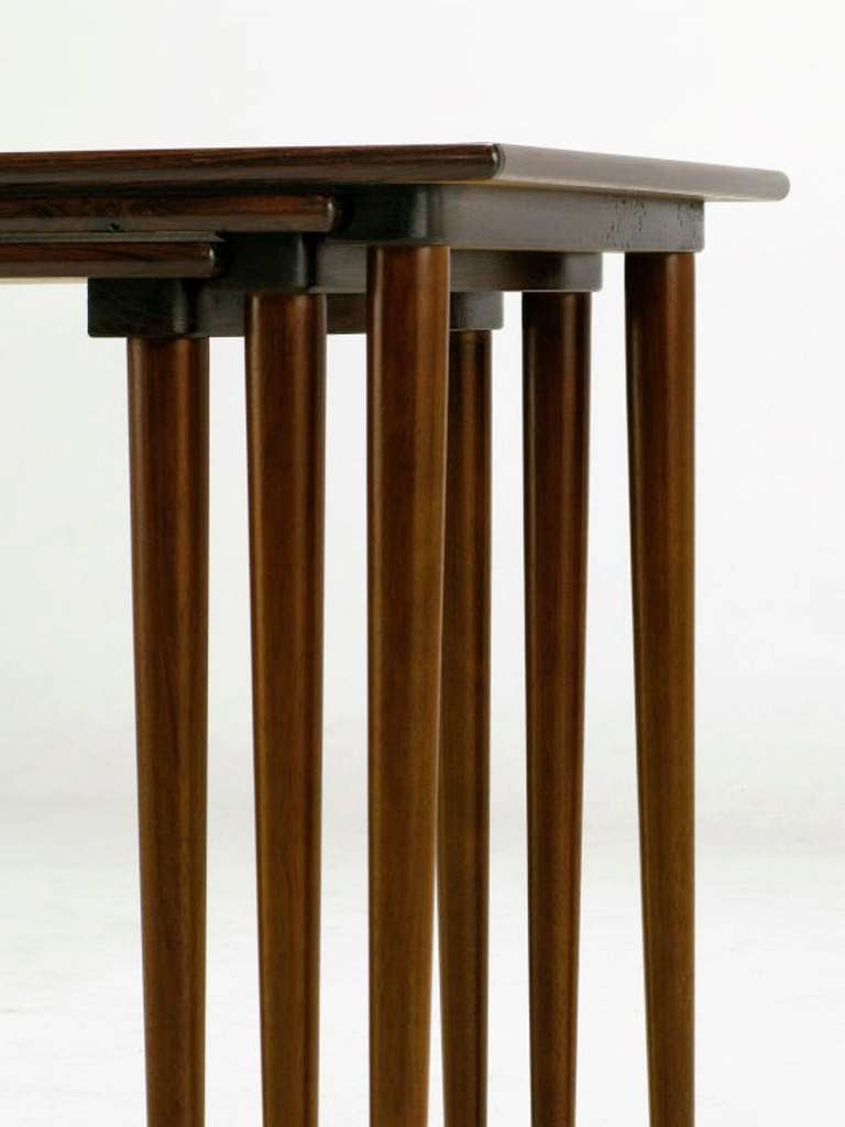 Set Of Three Rosewood Nesting Tables For Sale 2
