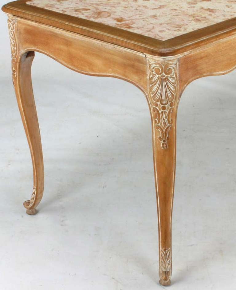 1920s Cassard et Cie Limed Wood and Ammonite Marble Writing Table 1