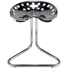 Cantilevered Chrome Tractor Seat Stool