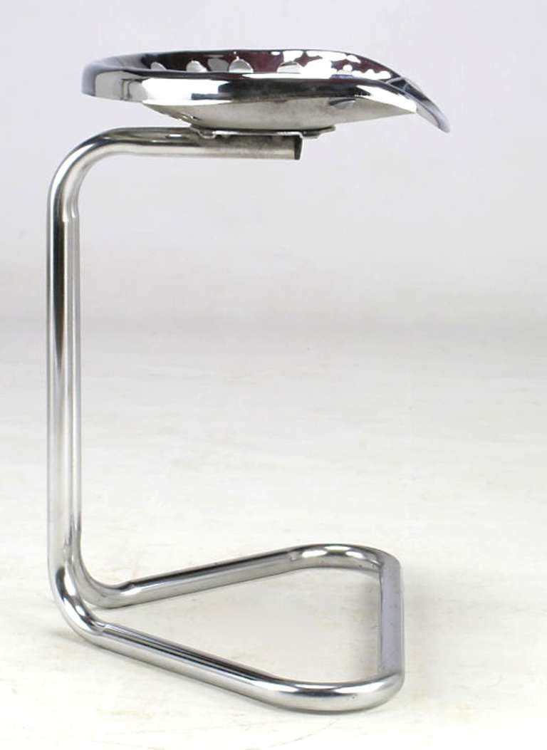 American Cantilevered Chrome Tractor Seat Stool For Sale