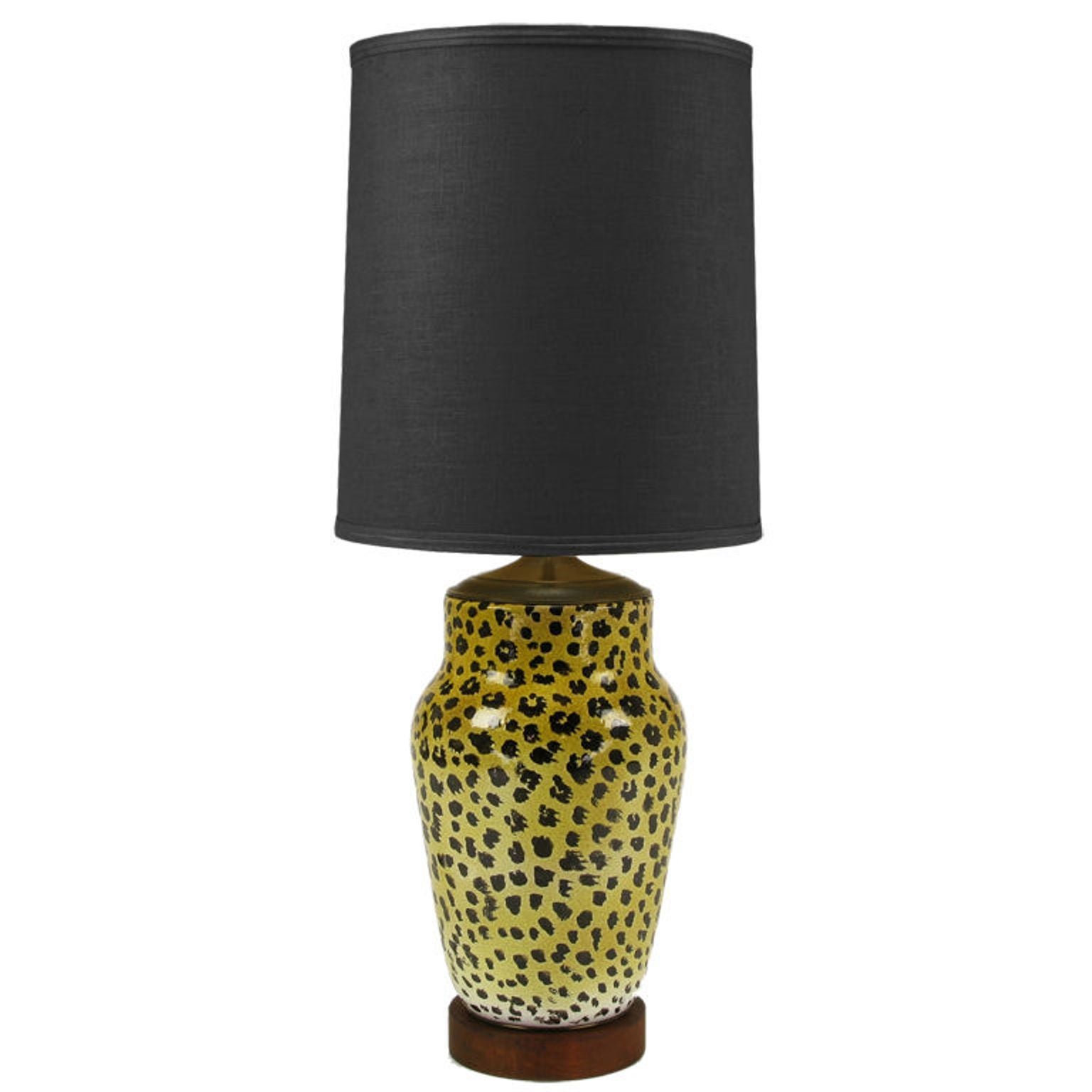 Large Italian Ceramic Leopard Glazed Table Lamp