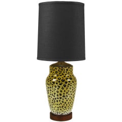 Large Italian Ceramic Leopard Glazed Table Lamp