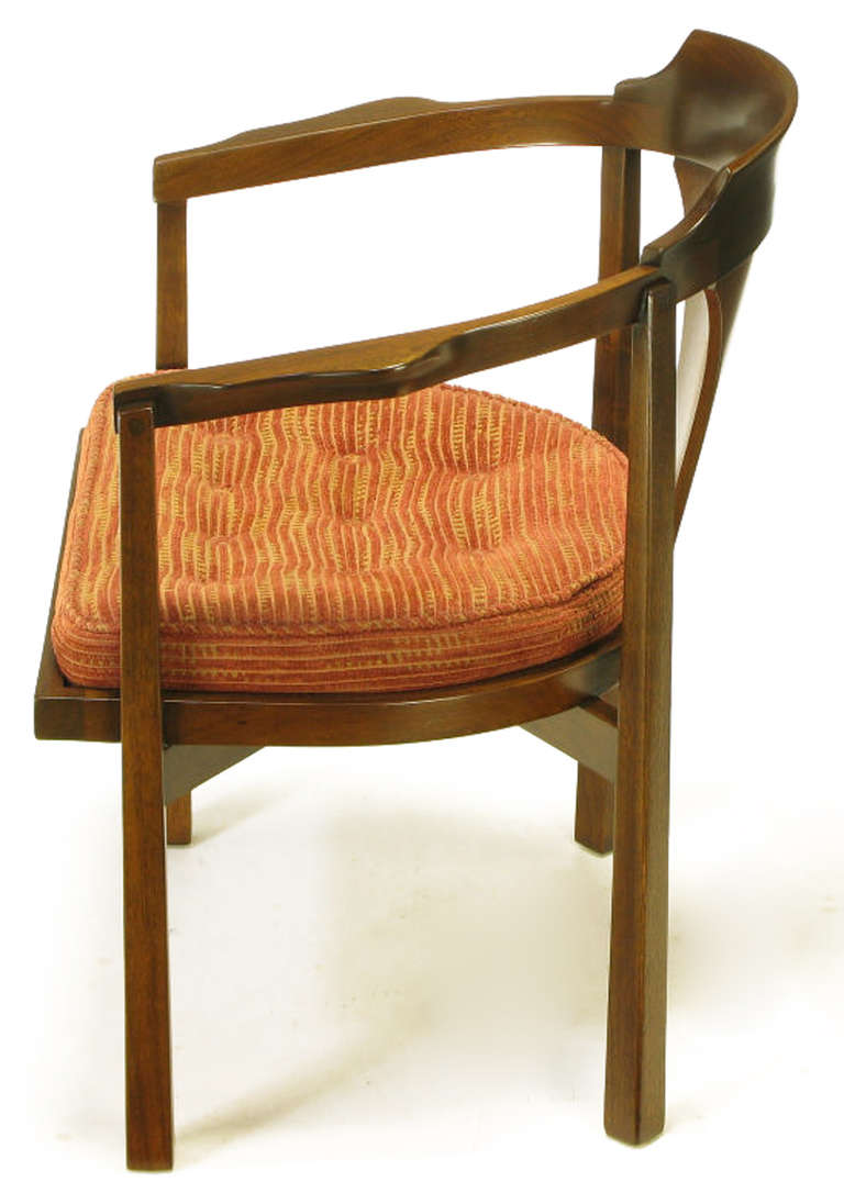 Pair Edward Wormley Sculpted Rosewood & Walnut Arm Chairs 1